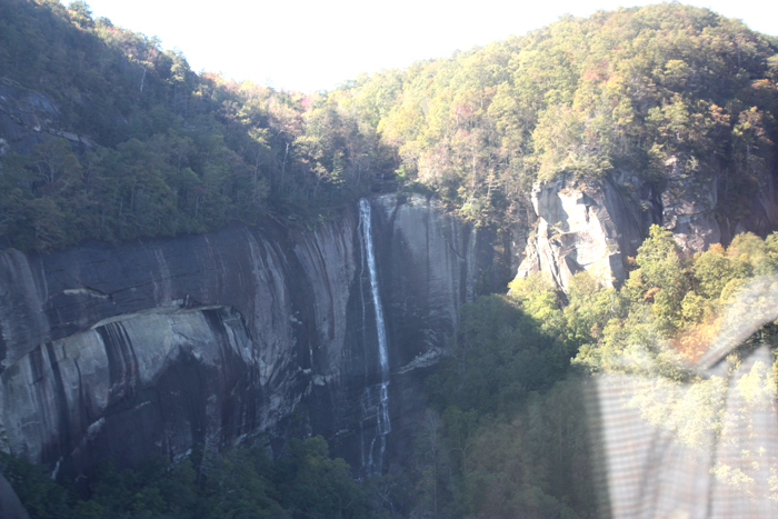 The Chimney Rock State Park’s other star attraction is 404 ft Hickory Nut Falls, one of the tallest waterfalls east of the Mississippi River and featured in the movie “The Last of the Mohicans.”