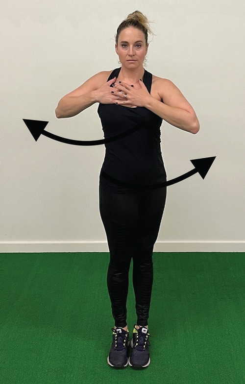 A woman demonstrating an exercise.
