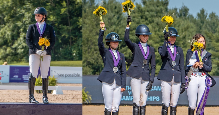 Young ladies standing on podiums.