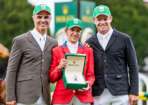 Top three riders at the Dublin Rolex Grand Prix.