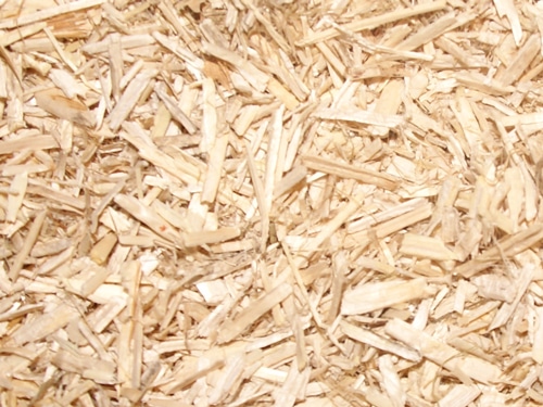 Shredded hemp bedding.