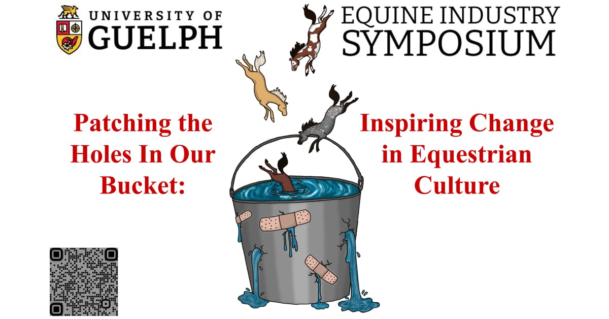 Illustration with logos and horses diving into a bucket full of holes.