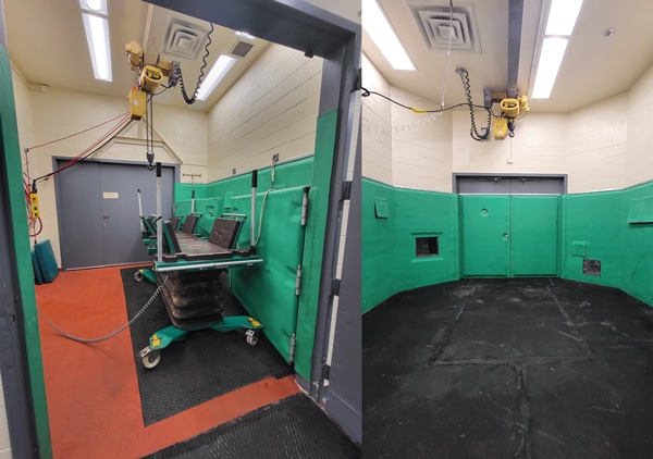 Two rooms in a veterinary hospital.