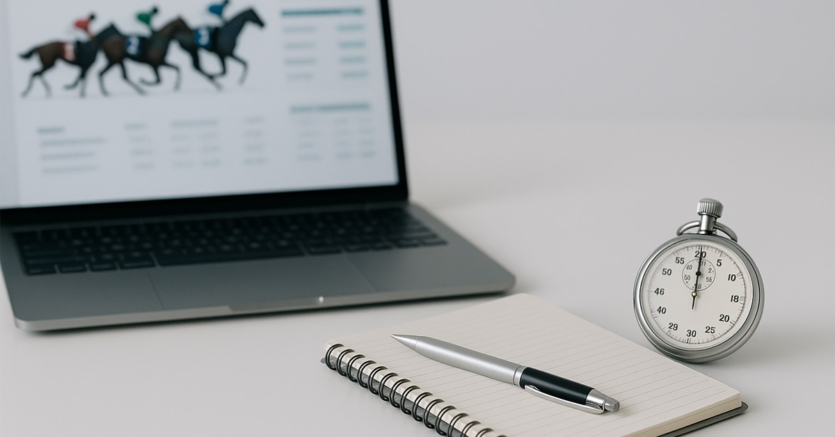An open laptop, a notebook and pen on a table.
