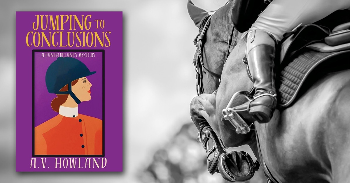 A horse and rider jumping; a book cover.