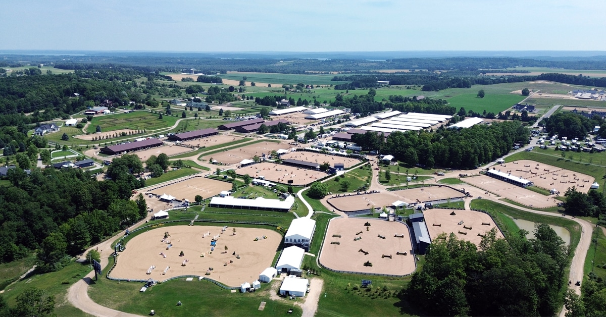 An aerial shot of Traverse City Horse Show grounds.
