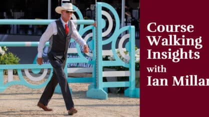 Ian Millar walking a course.