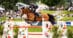 A man jumping a bay horse over a fence in Traverse City.