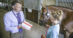 An FEI official showing a testing kit to a groom.