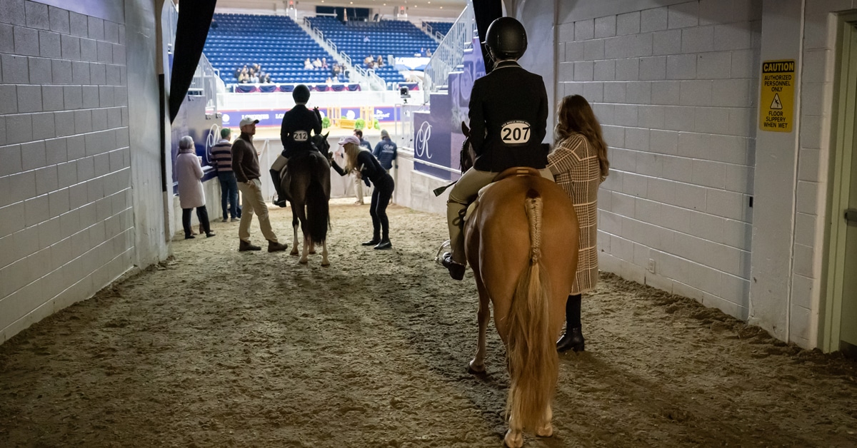 Young riders waiting at the ingate in the tunnel at The Royal.