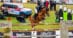 A man jumping a chestnut horse over a fence in the rain.